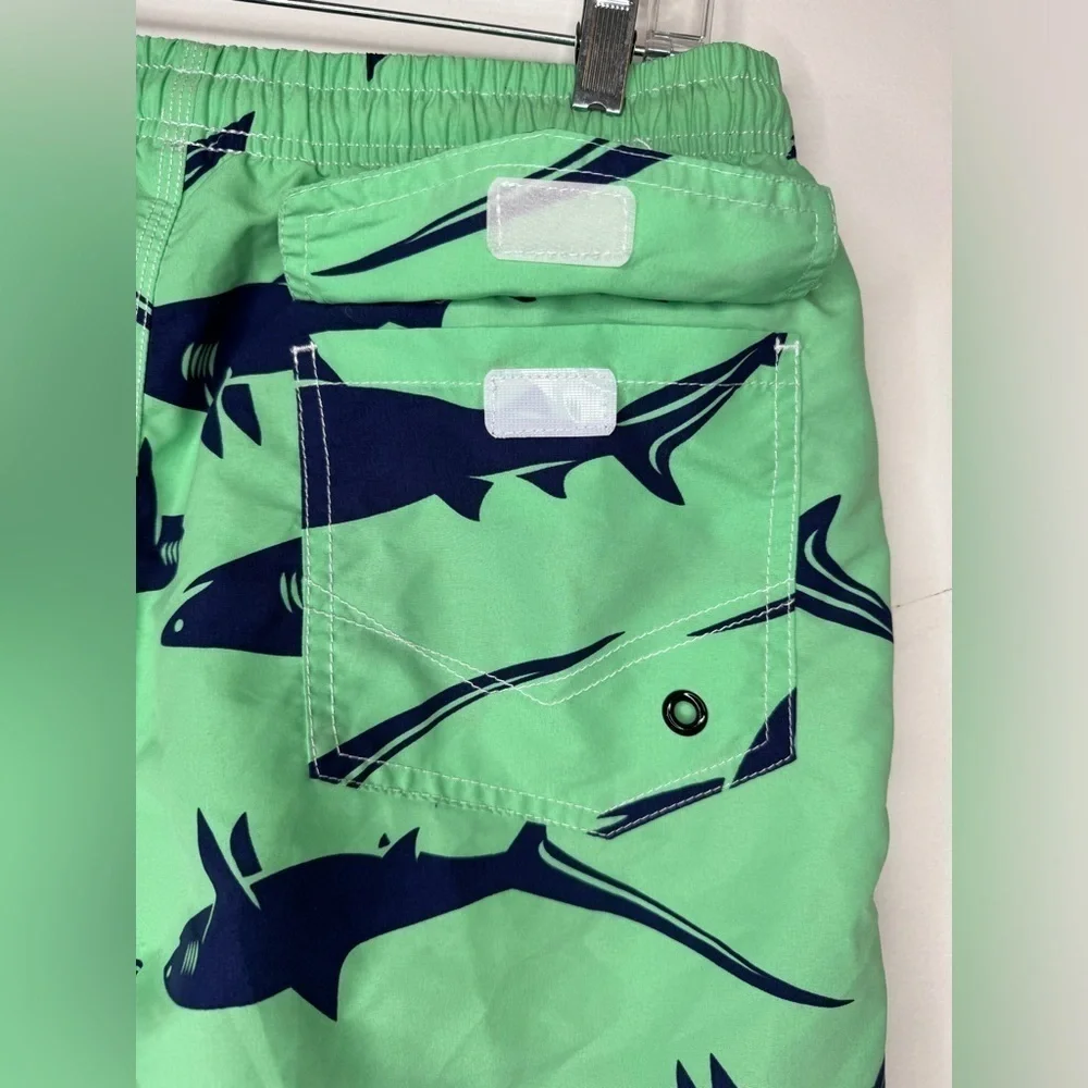 Men’s Shark Swim Trunks Color Blue/Green Size L